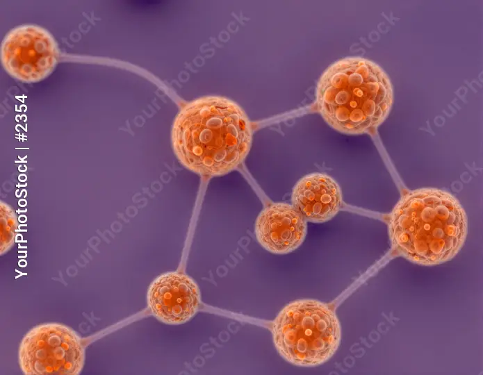Orange Spheres Network Microscopy sem rendering