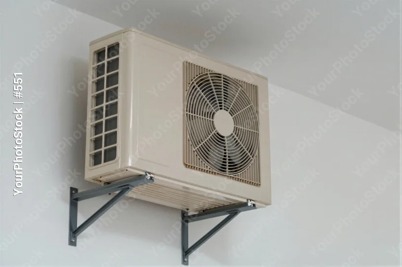 White Air Conditioning Unit Mounted on Wall rectangular