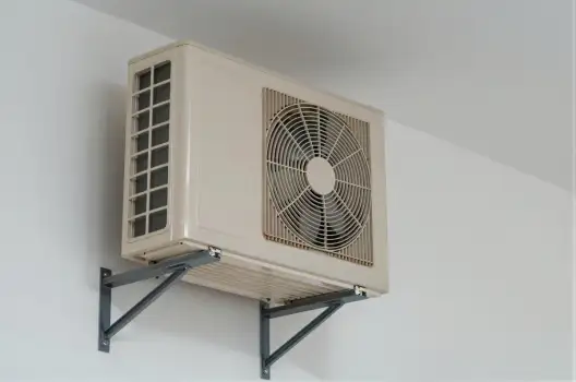 White Air Conditioning Unit Mounted on Wall rectangular