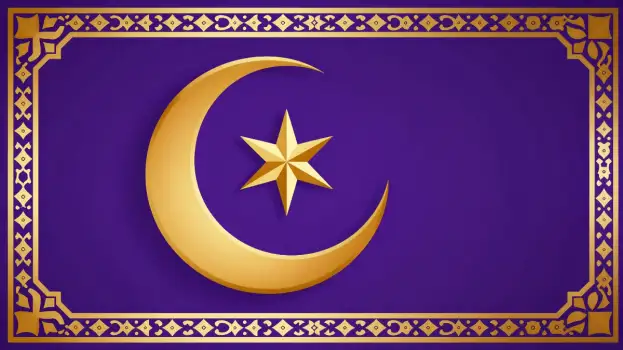 Luxury Golden Crescent Moon and Star ornate intricate
