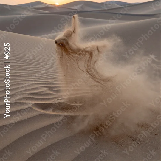 Desert Landscape at Sunset with Dust Cloud dunes
