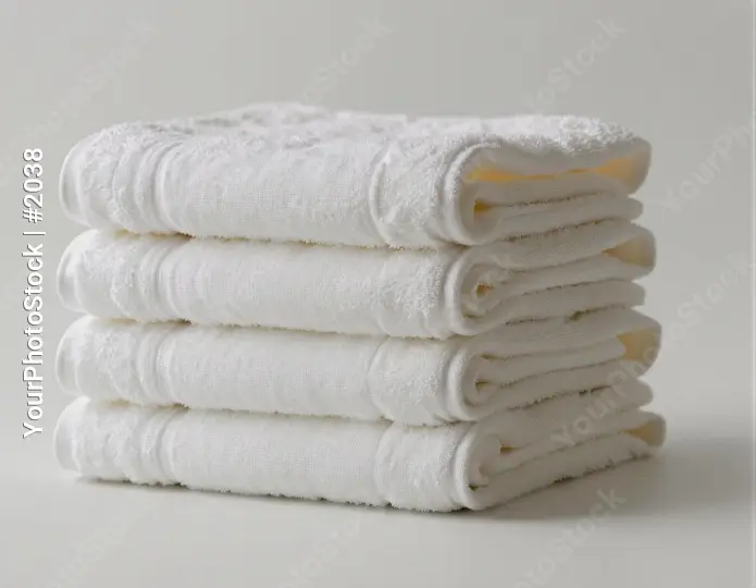 Neatly Folded White Towels with Textured Pattern hotel