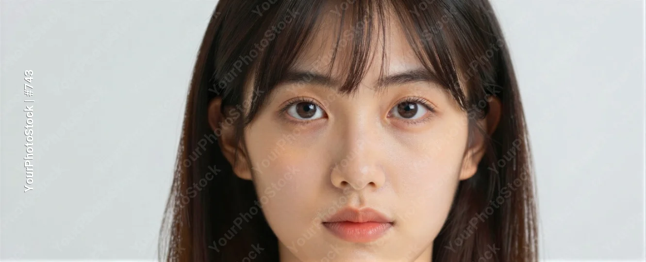 Young Woman with Brown Hair Looking Directly into Camera