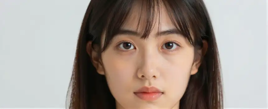Young Woman with Brown Hair Looking Directly into Camera