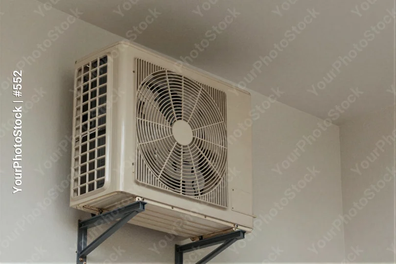 Outdoor Air Conditioning Unit Mounted on Metal Rack