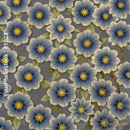 Blue Flowers with Yellow Centers Seamless Pattern