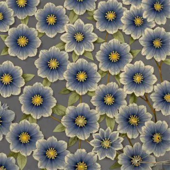 Blue Flowers with Yellow Centers Seamless Pattern