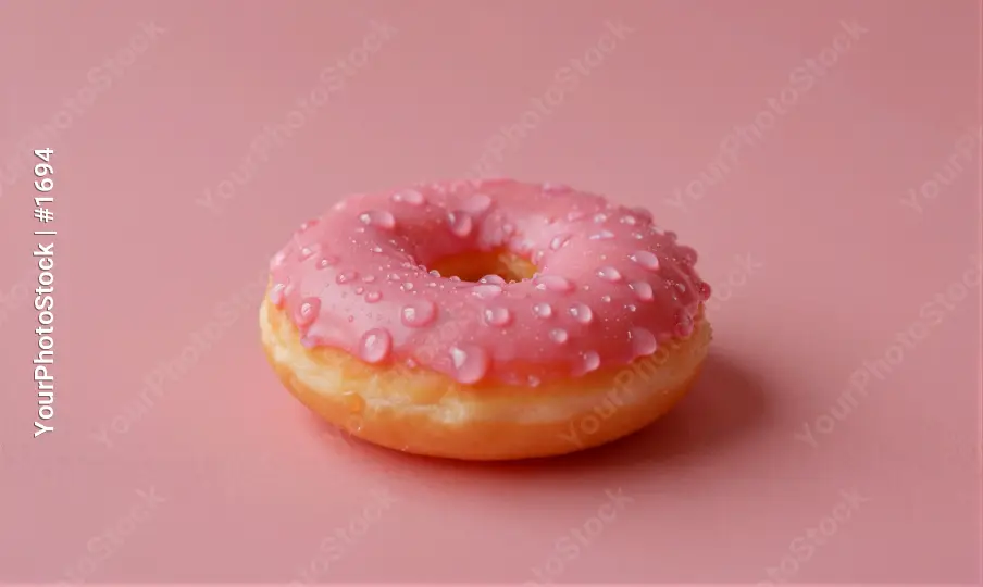 Pink Glazed Donut Close-Up sprinkles bakery dessert