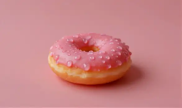 Pink Glazed Donut Close-Up sprinkles bakery dessert