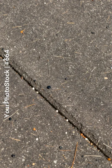 Cracked Concrete Surface with White Dots and Orange Objects