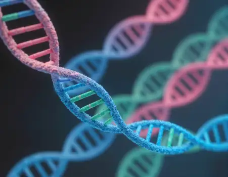 DNA Double Helix Genetic Code 3D Rendering biotechnology