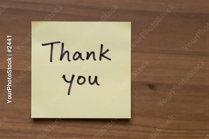 Thank You Note on Wood sticky wooden surface greeting card