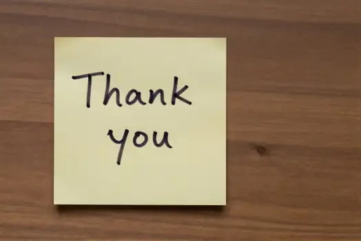 Thank You Note on Wood sticky wooden surface greeting card