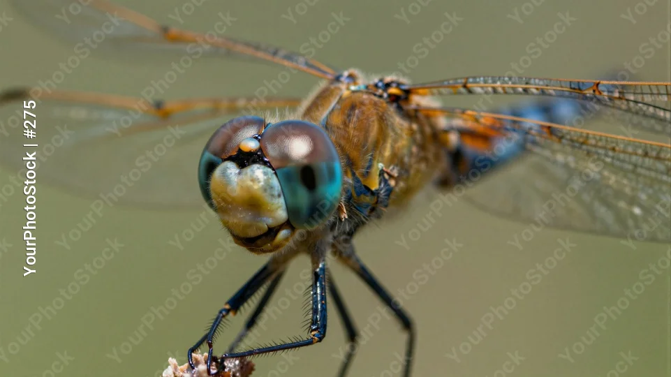 Close-up of Dragonfly Head and Abdomen insect
