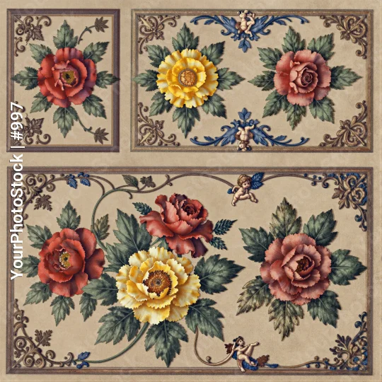 Floral Tile Design Set tiles intricate border