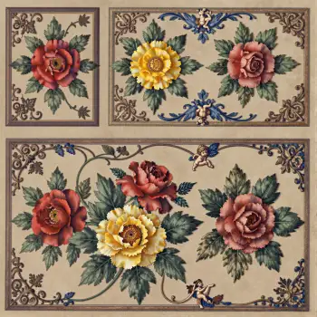 Floral Tile Design Set tiles intricate border