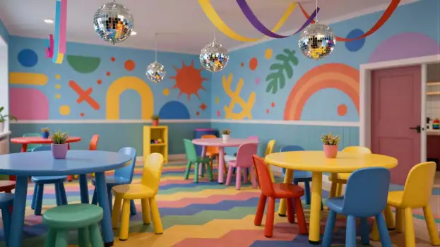 Colorful Children's Playroom with Rainbow Theme