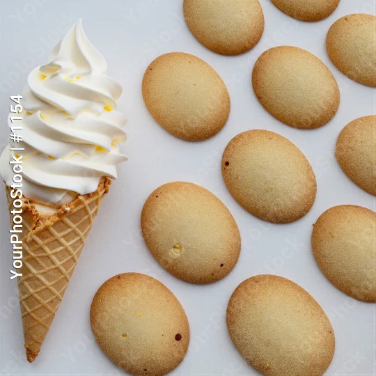 Waffle Cone with Whipped Cream and Cookies freshly baked