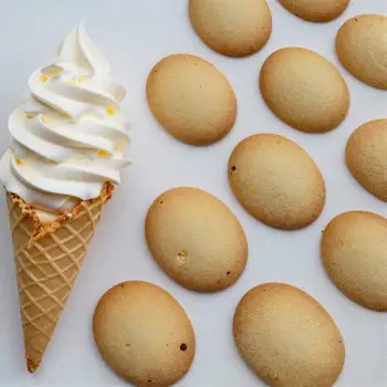 Waffle Cone with Whipped Cream and Cookies freshly baked