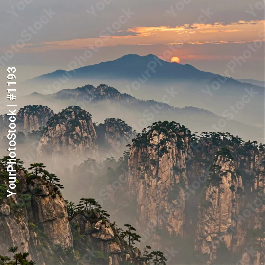 Mountain Range at Sunrise landscape orange sky