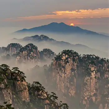 Mountain Range at Sunrise landscape orange sky