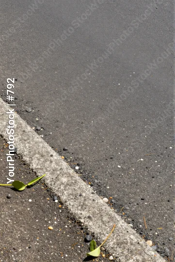 Wet Road with Leaf - Low Angle Close-Up debris