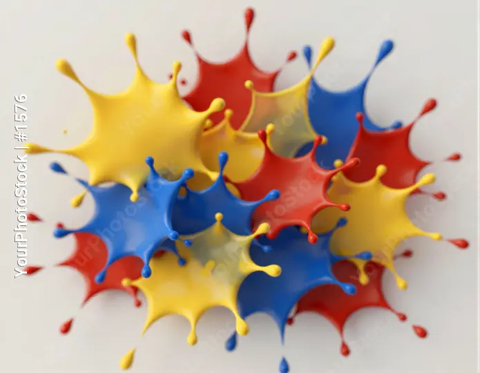 Colorful Paint Splashes in Circular Pattern vibrant