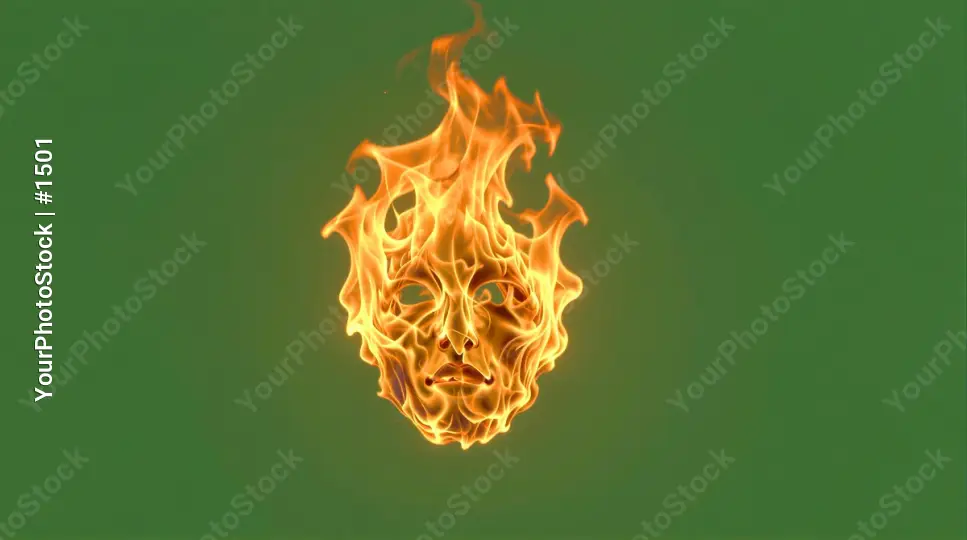 Fire Face Digital Illustration flames dynamic