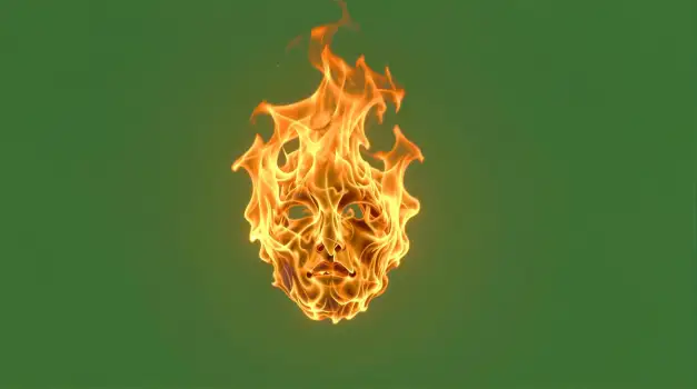 Fire Face Digital Illustration flames dynamic