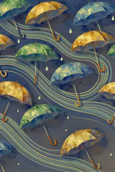 Rainy Parags with Blue & Yellow Tones