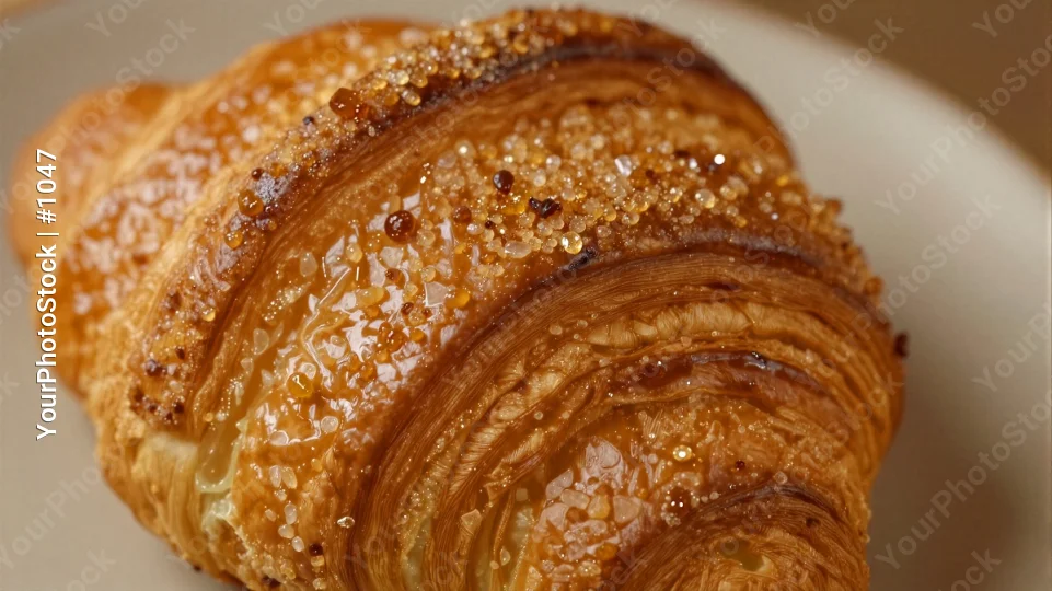 Freshly Baked Croissant with Sugar Crystals buttery