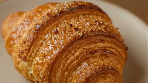Freshly Baked Croissant with Sugar Crystals buttery