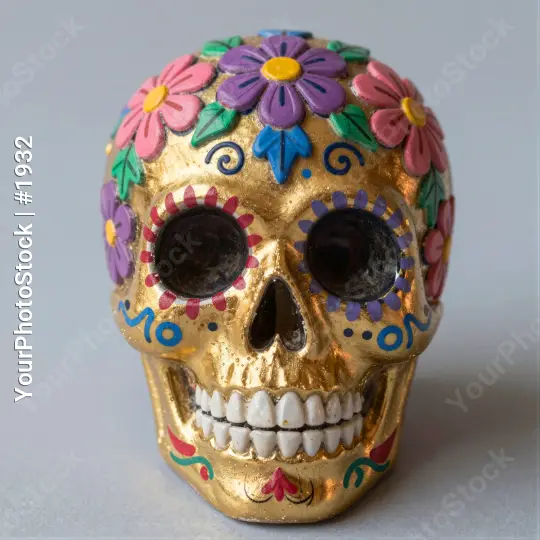 Colorful Ceramic Skull Decorative Object porcelain Mexico