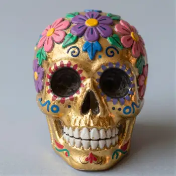 Colorful Ceramic Skull Decorative Object porcelain Mexico