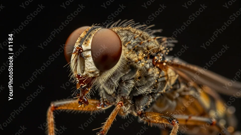 Close-up Fly Head and Upper Body Facing Right