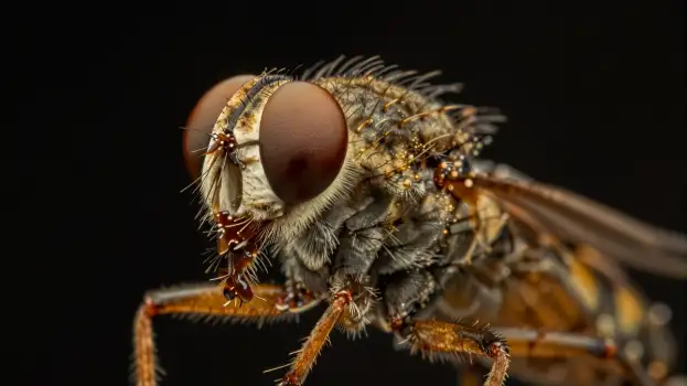 Close-up Fly Head and Upper Body Facing Right