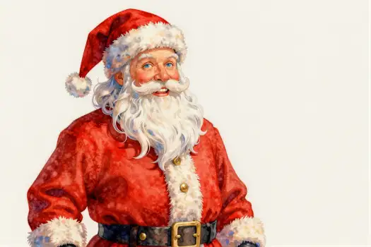 Santa Claus Smiling in Red Suit white beard hat
