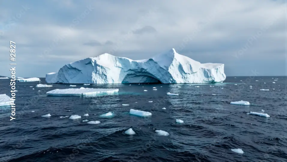 Icy Arctic Landscape with Giant Iceberg