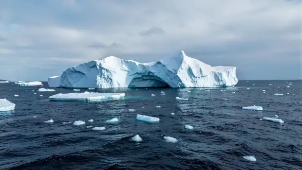 Icy Arctic Landscape with Giant Iceberg