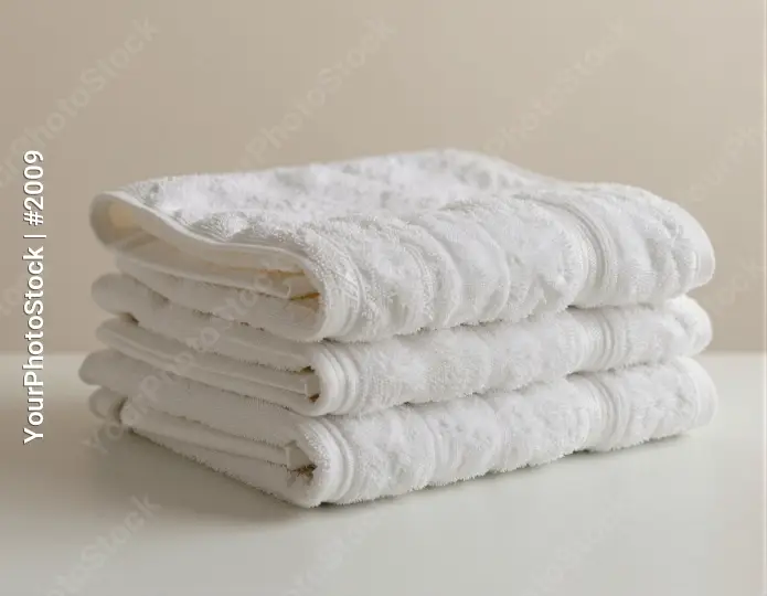 Neatly Folded White Towels on Surface stack textured hotel