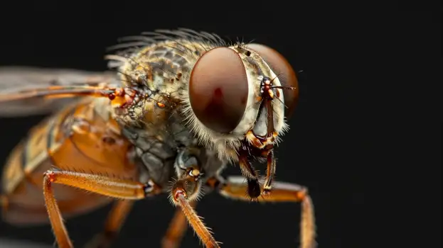 Close-up Fly Head and Abdomen, Insect Details