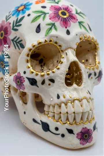 Skull with Flowers - Day of the Dead Decorations Mexico
