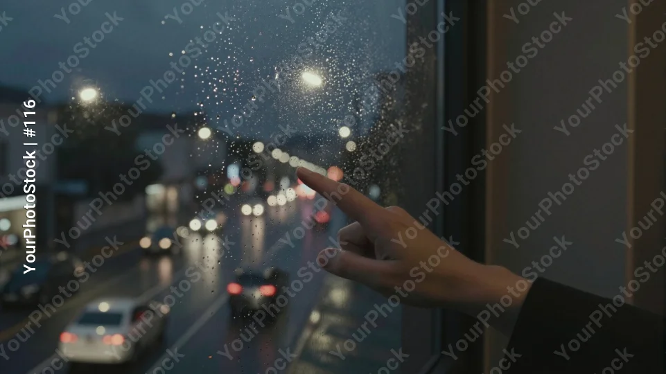 Person Pointing at Night Street View window cars