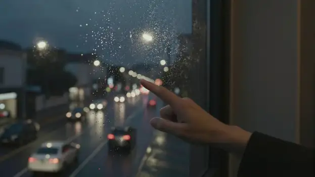 Person Pointing at Night Street View window cars