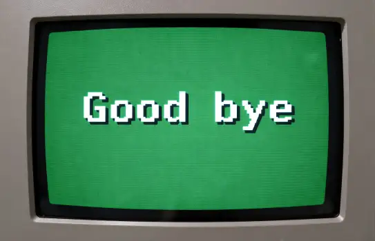 Goodbye Sign on Computer Monitor crt retro