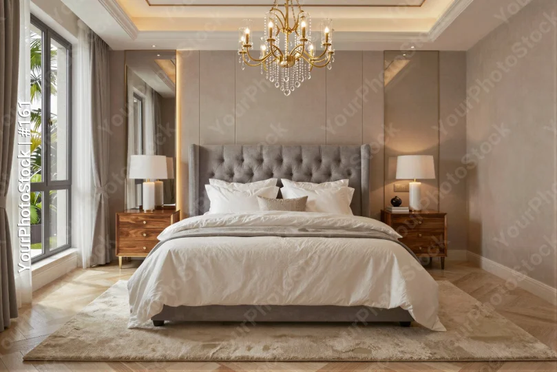 Luxurious King-Sized Bedroom luxury bedroom tufted headboard
