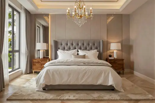 Luxurious King-Sized Bedroom luxury bedroom tufted headboard