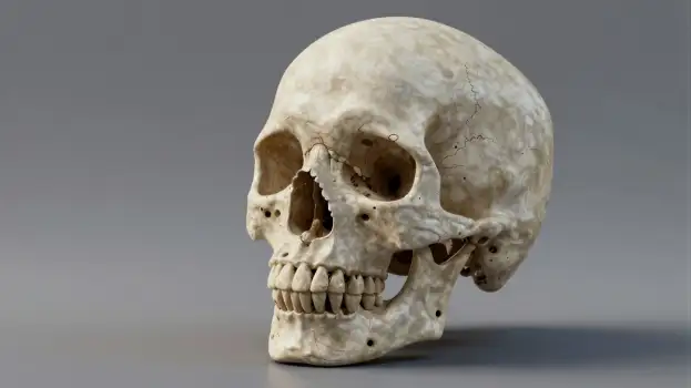 Skeletal Skull with Teeth on Display