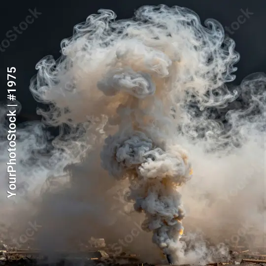 Dramatic Smoke Cloud Over Rubble destruction chaos