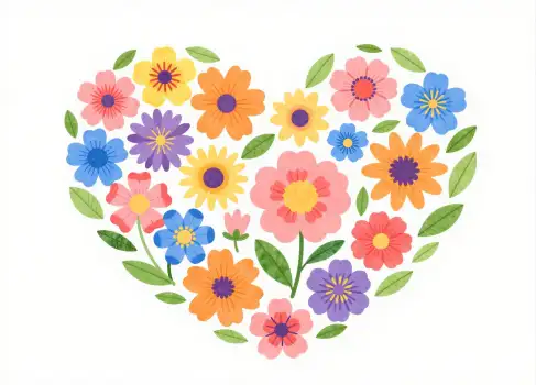 Heart-Shaped Flower Arrangement with Colorful Flowers